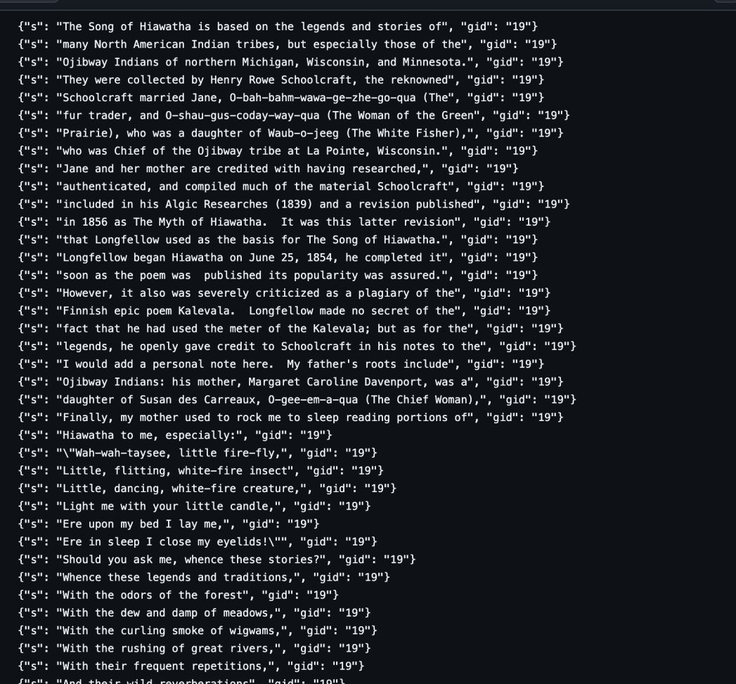 Small Corpus of Gutenberg Poems and Associated Weights